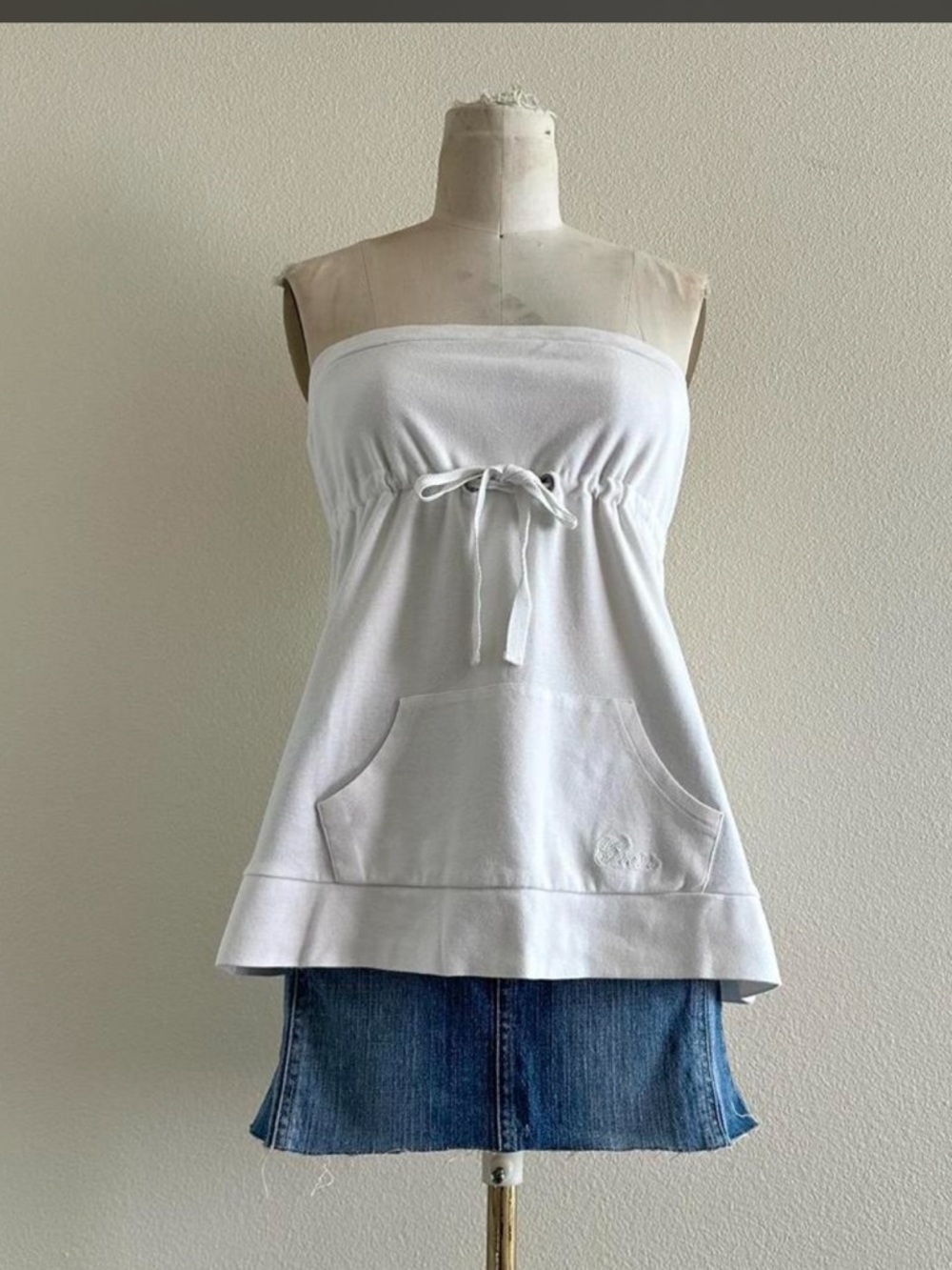 G by Guess White Strapless Tie-Front Camisole